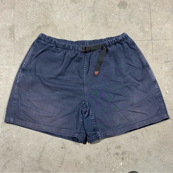 Vintage Gramicci Womens Baggy Shorts XL Faded Blue Cotton Belted Climbing Canvas - Picture 1 of 9